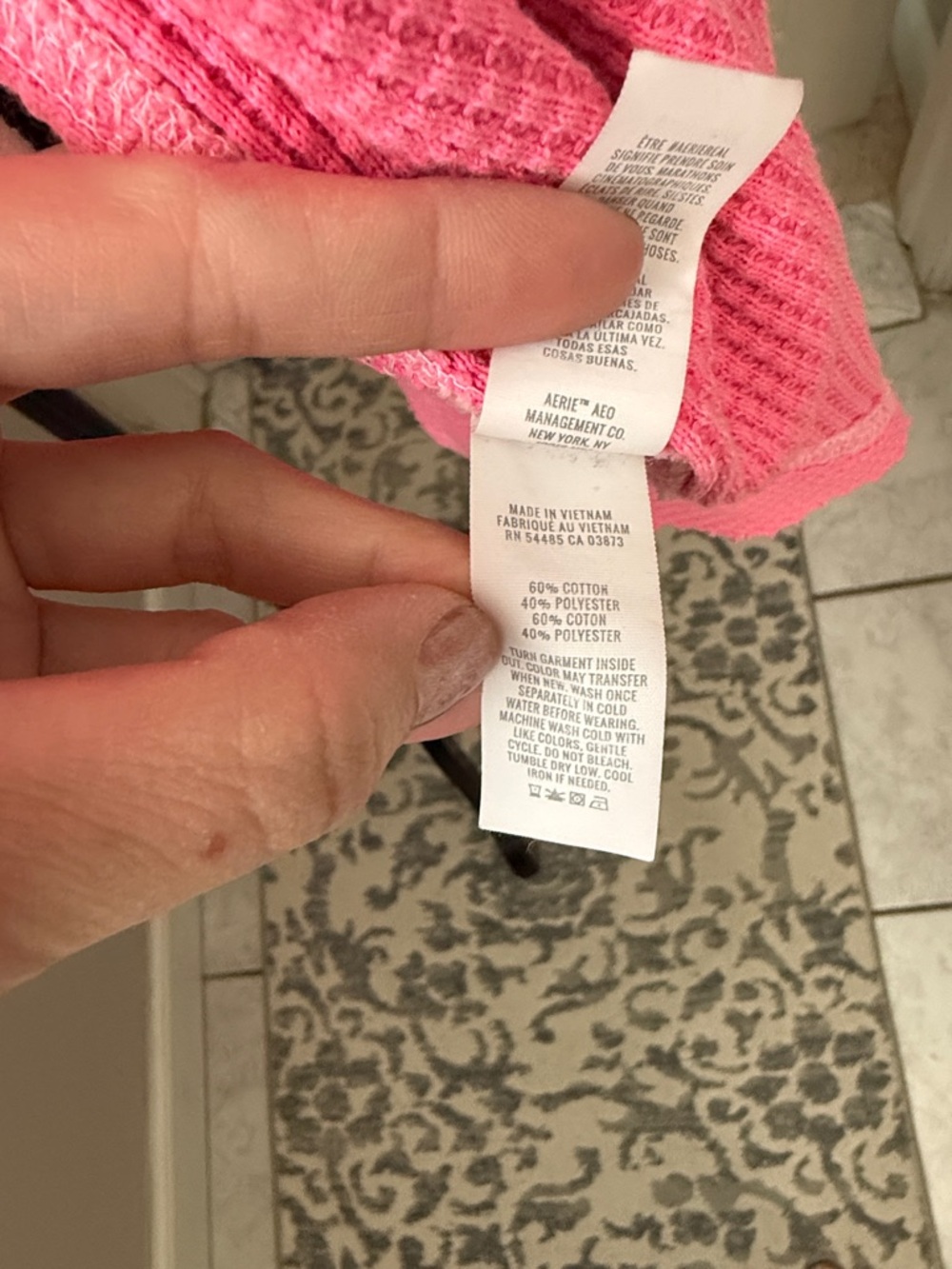 Aerie Pink Waffle Knit Button-Up Shirt - Picture 8 of 11